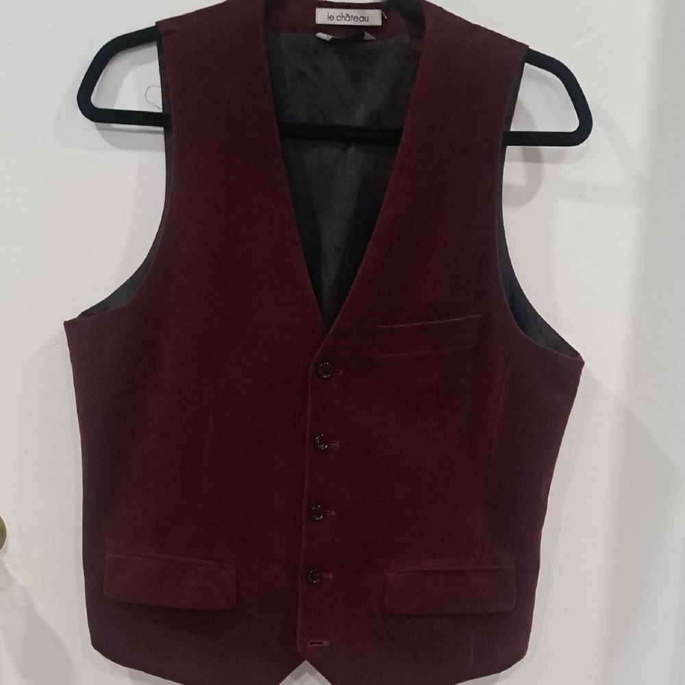 Le Chateau Deep Red Velvet Vest